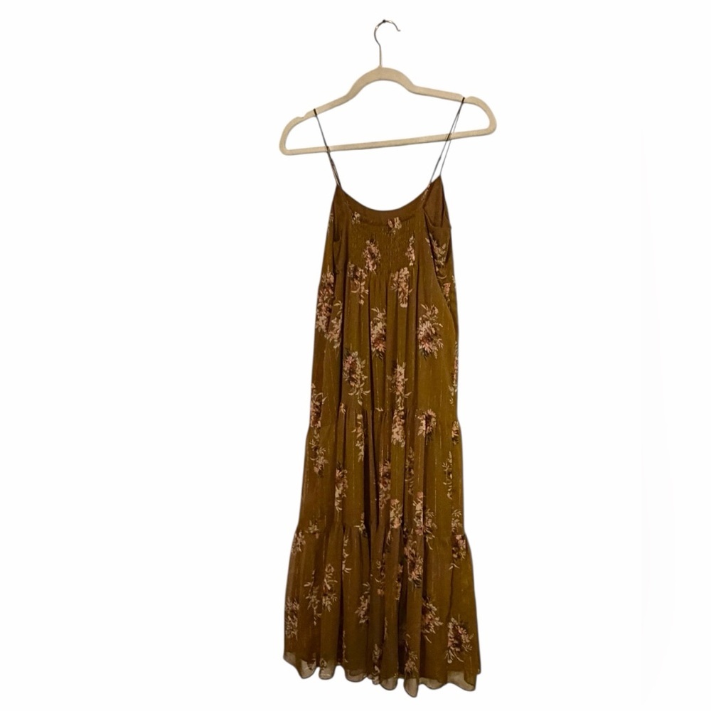 💗 Madewell Cami Tier Floral Olive Midi Dress | Size 2 - Picture 4 of 10